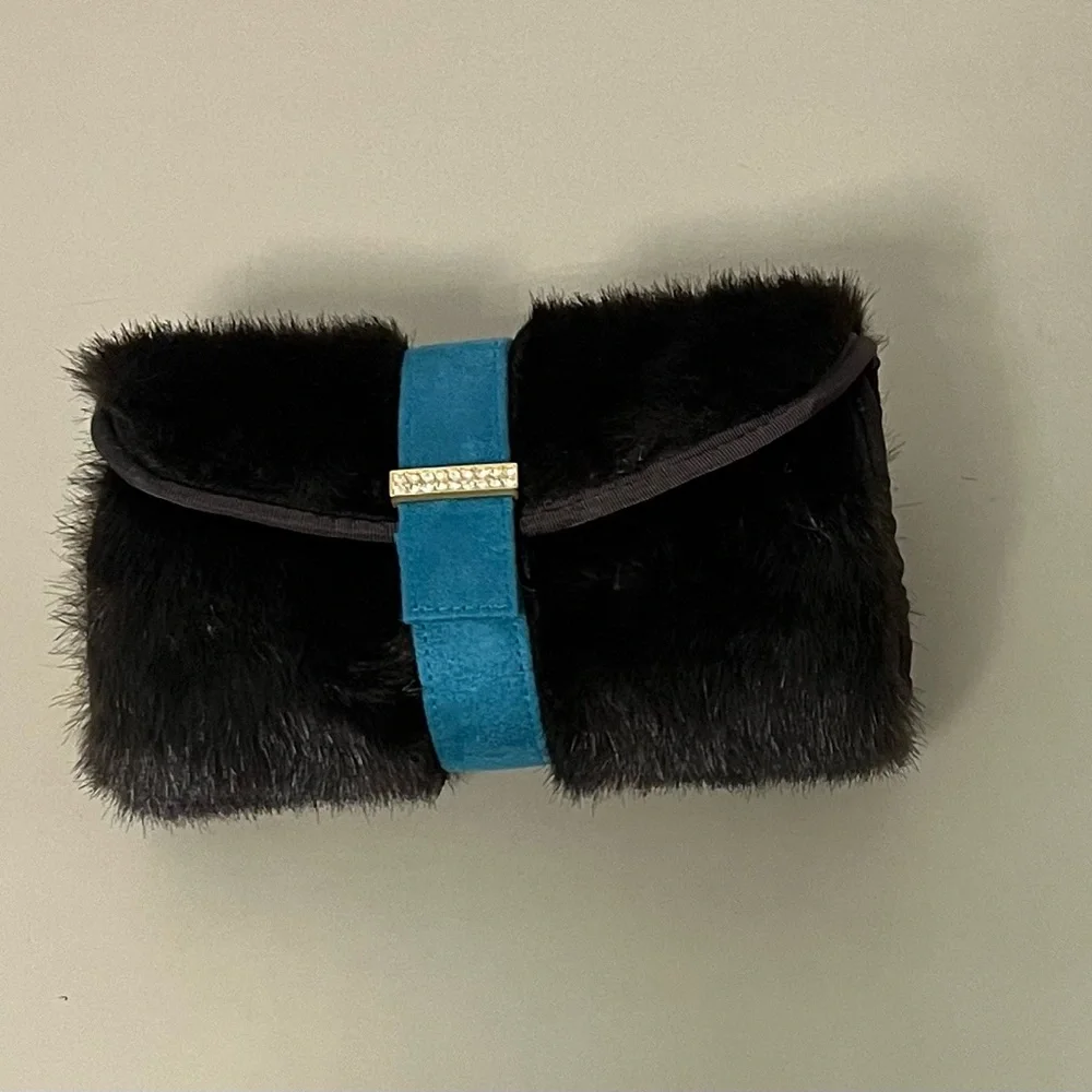 Stephanie Johnson Faux Fur Roll Up Cosmetic or Jewelry Bag
